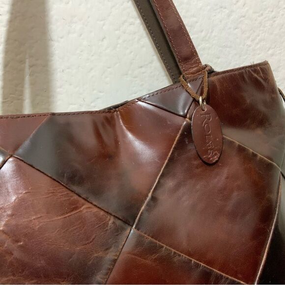 Vintage Rolfs Genuine Leather Shoulder Handbag Burgundy - Picture 5 of 15